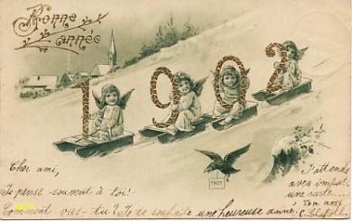 Carte postale voeux 1902