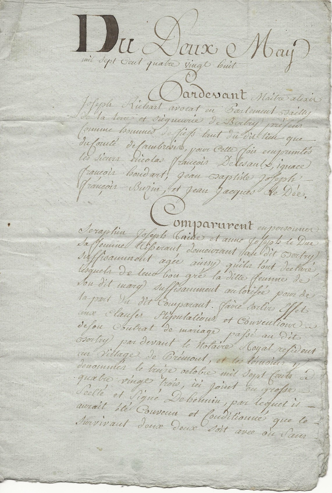 1788 contrat mariage seraphin taine x anne leduc 001