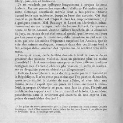 Traité médico légal, affaire Octavie Lecompte