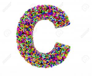 47838420 lettre c composee d anneaux multicolores