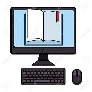 89251115 ordinateur de bureau avec ebook illustration vectorielle conception