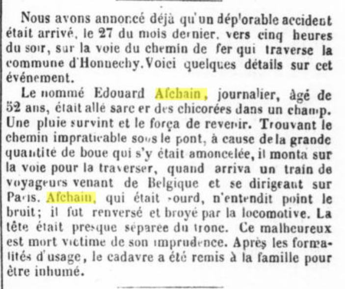 Afchain train accident 1861
