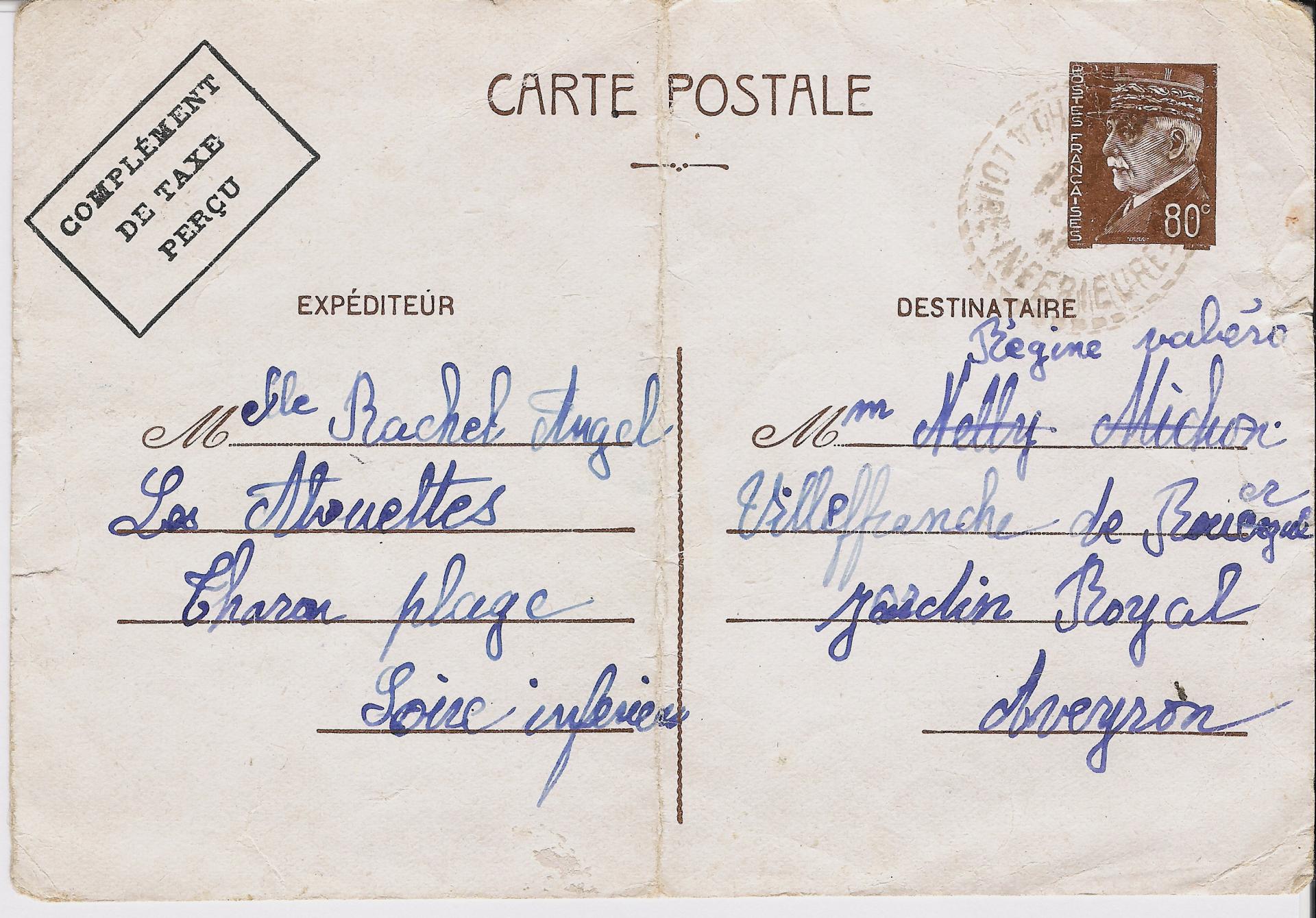 Carte rachel angel verso