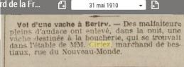 Ciriez vol d une vache 31 05 1910