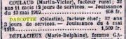 Dascoote celestin facteur chef 1919