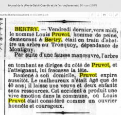Pruvot louis deces accident mars 1889