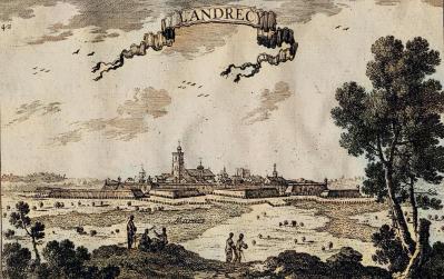 Remparts de landrecies gravure 1660 couleur