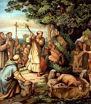 St Boniface abattant le chène de Gaesmere